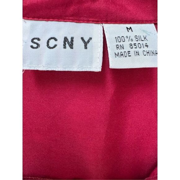 SCNY women’s vintage hot pink 100% silk long sleeve button up blouse M-L - Picture 4 of 5